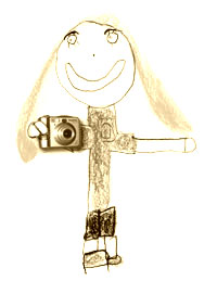 Drawing of a girl holding a camera.